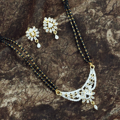 Bhagya Lakshmi Alloy Gold-plated White Jewellery Set(Pack of 1)