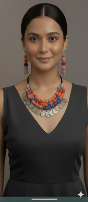 A S enterprize Oxidised Silver Yellow Jewellery Set(Pack of 1)