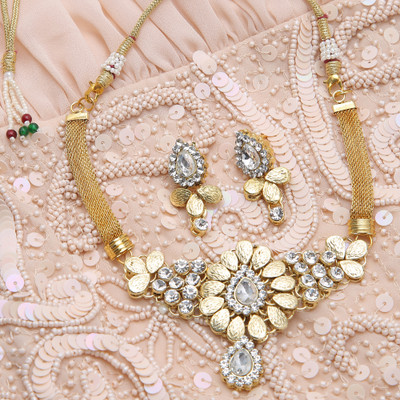 Jewels Capital Alloy Gold-plated Gold, White Jewellery Set(Pack of 1)