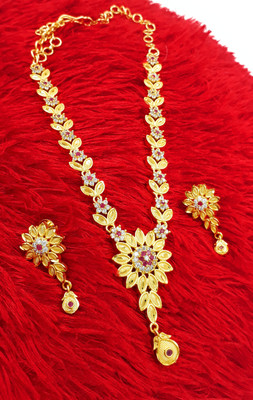 Anujeet Fashion Hub Copper Gold-plated Pink, White Jewellery Set(Pack of 1)