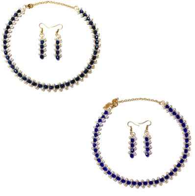 PRAGATI Alloy Blue, Blue Jewellery Set(Pack of 2)