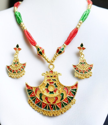 balaji gold Copper Gold-plated Red, Green Jewellery Set(Pack of 1)