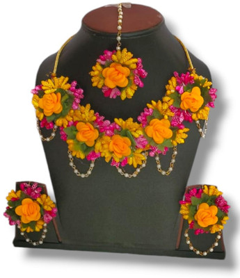 Sanskriti Creations Fabric Yellow Jewellery Set(Pack of 1)