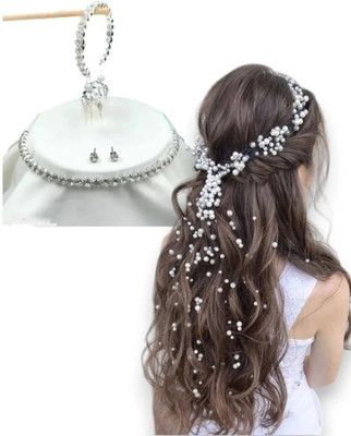 Jwala Plastic Silver White Jewellery Set(Pack of 4)