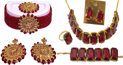 JMBW INTERNATIONAL Alloy Maroon, Gold, Red Jewellery Set(Pack of 2)