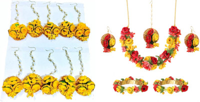 Rakhdi Jewellery Fabric Yellow, Red, Green Jewellery Set(Pack of 2)