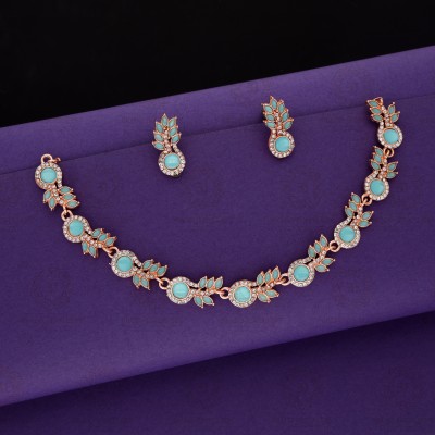 brado jewellery Brass Gold-plated Rose Gold, Blue, White Jewellery Set(Pack of 1)