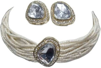 naitika arts Brass Gold-plated White Jewellery Set(Pack of 1)