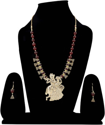 Opus Gems Alloy Gold-plated Maroon Jewellery Set(Pack of 1)