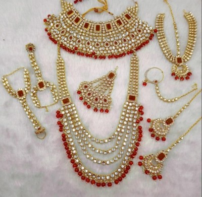 Elegance Alloy Gold-plated Red Jewellery Set(Pack of 1)