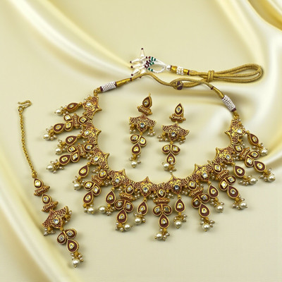 Sirini Brass Gold-plated Brown Jewellery Set(Pack of 1)