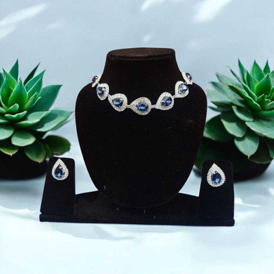 Yashika collection Alloy Silver Blue, Silver Jewellery Set(Pack of 1)