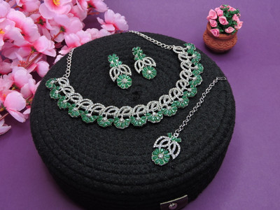 VATSALYA creation Alloy Gold-plated Green Jewellery Set(Pack of 3)
