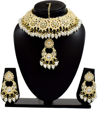 Beauty Tresure Brass, Copper Gold-plated White Jewellery Set(Pack of 1)