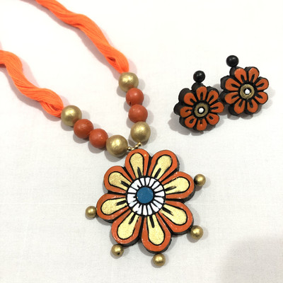 Lisma Fashion Terracotta Orange Jewellery Set(Pack of 1)