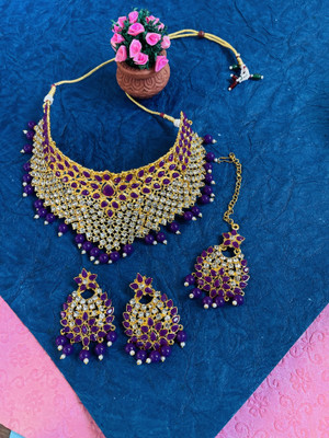 VATSALYA creation Alloy Gold-plated Purple Jewellery Set(Pack of 1)