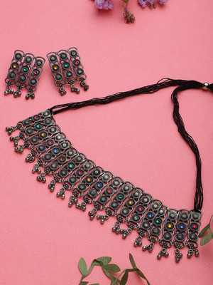 Anju Arya Oxidised Silver Multicolor Jewellery Set(Pack of 1)