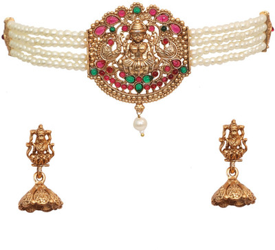 Sukhigold Alloy Gold-plated Maroon, Green Jewellery Set(Pack of 3)
