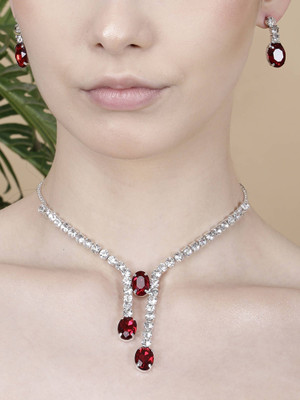 Lathar Alloy Red Jewellery Set(Pack of 1)