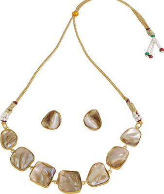 khannak Brass, Mother of Pearl Gold-plated Gold, White Jewellery Set(Pack of 1)