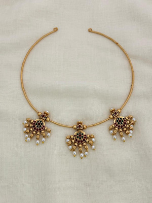 YIMBLI Traditional Wedding Wear Necklace/Jewellery Set For Women and Girls Gold-plated Plated Brass Necklace Set