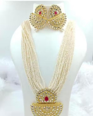 SatnamCreation Alloy Gold-plated White Jewellery Set(Pack of 1)