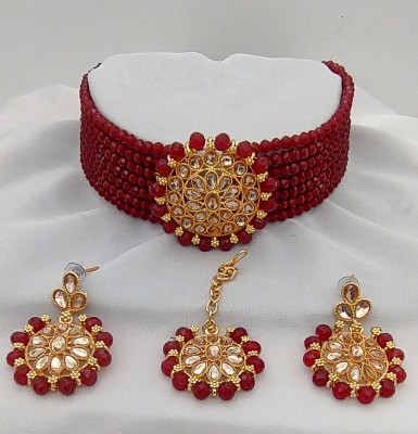 RPJEWEL Alloy Gold-plated Maroon Jewellery Set(Pack of 1)