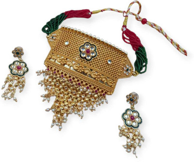 Mk Jewellery Alloy Gold-plated Red Jewellery Set(Pack of 1)