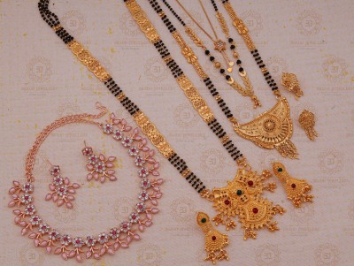 brado jewellery Brass Gold-plated Rose Gold, Pink Jewellery Set(Pack of 5)