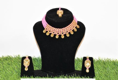 JMBW INTERNATIONAL Alloy Gold-plated Pink Jewellery Set(Pack of 3)
