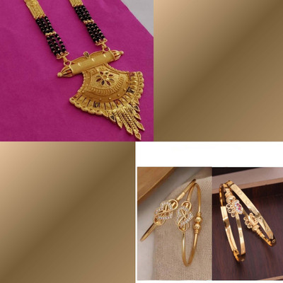 VEDDAA Brass Gold-plated Beige, Silver Jewellery Set(Pack of 3)