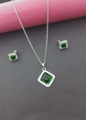 STYLISH FASHION HUB Alloy Silver Green, Silver Jewellery Set(Pack of 1)
