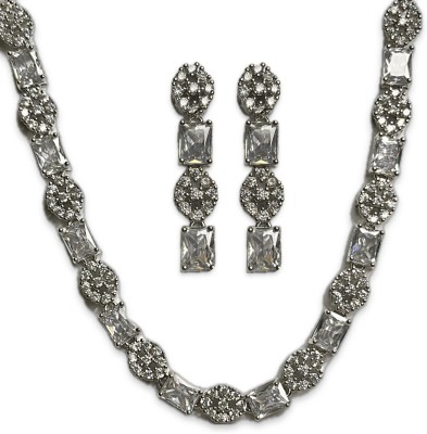 shubham jewels Brass Rhodium Silver Jewellery Set(Pack of 3)