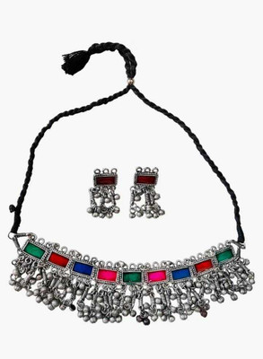 khannak Oxidised Silver Multicolor Jewellery Set(Pack of 1)