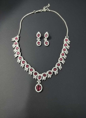 Bhavi Alloy Red Jewellery Set(Pack of 1)