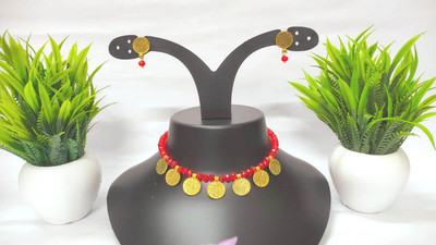 Prakriti Collection Crystal, Alloy Gold-plated Red, Gold Jewellery Set(Pack of 1)
