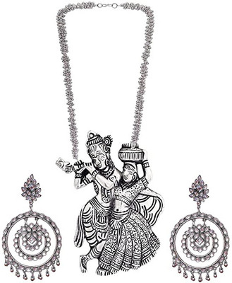 Ruhi Alloy Silver, Black Jewellery Set(Pack of 1)