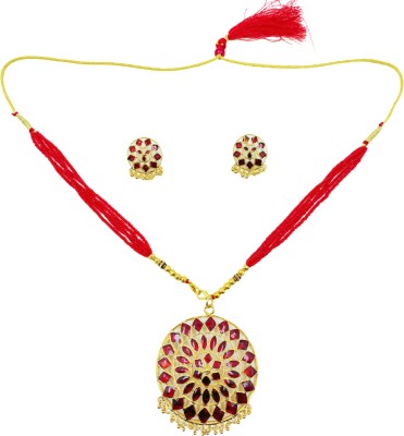 Daneen Copper Gold-plated Red Jewellery Set(Pack of 3)