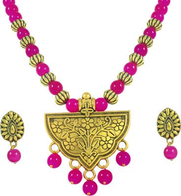 TAP Fashion Copper Gold-plated Pink Jewellery Set(Pack of 1)
