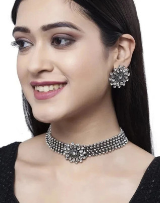 SZN Oxidised Silver Silver, White Jewellery Set(Pack of 1)
