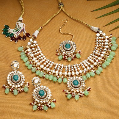 MD KARAT ART Alloy Gold-plated Green Jewellery Set(Pack of 3)