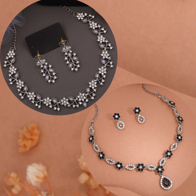 Vedda Brass Gold-plated Silver, Purple, Black Jewellery Set(Pack of 1)