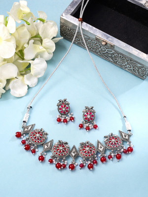 YELLOW CHIMES Metal Red Jewellery Set(Pack of 3)