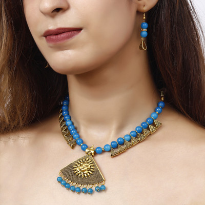 Shine Hub Alloy Gold-plated Turquoise Jewellery Set(Pack of 1)