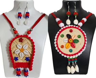 Loknath Handcraft Fabric Multicolor Jewellery Set(Pack of 2)