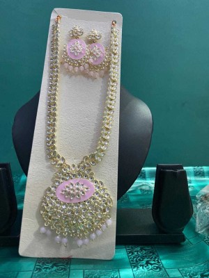 Rainshii Creation Oxidised Silver Pink Jewellery Set(Pack of 1)