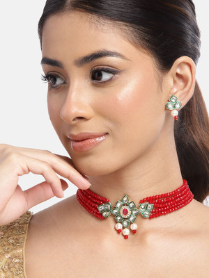 ANOUK Brass Gold-plated Red Jewellery Set(Pack of 1)