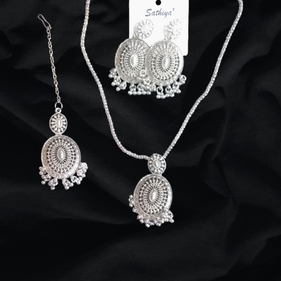 ruwaza art creations Oxidised Silver Brass Silver Jewellery Set(Pack of 3)