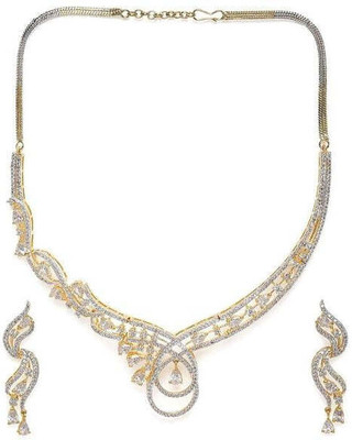 House of Pataudi Brass Gold-plated Gold, White Jewellery Set(Pack of 3)