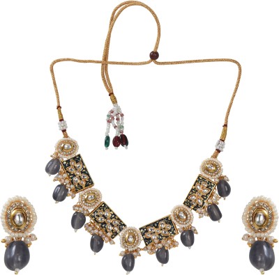 Nilu's Collection Alloy Gold-plated Grey, Gold Jewellery Set(Pack of 3)